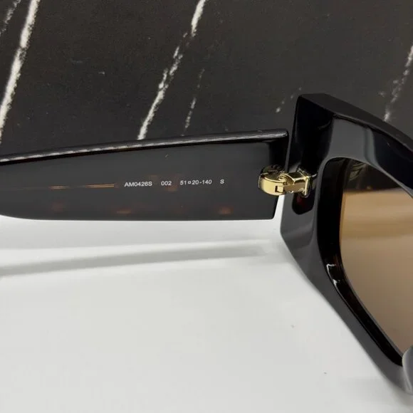 NEW AM0426S 002 ALEXANDER MCQUEEN HAVANA SQUARE UNISEX SUNGLASSES